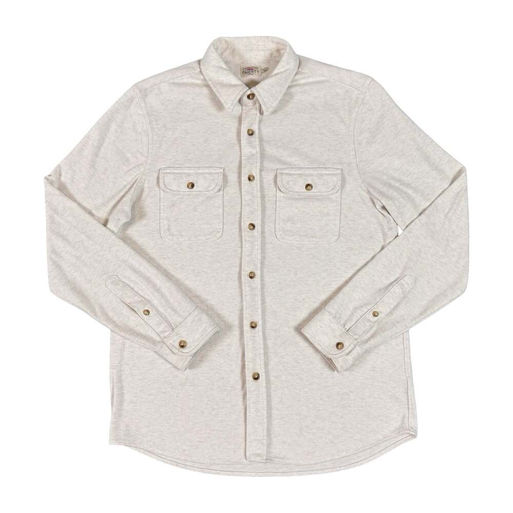 Faherty Knit Solid Button Up Shirt Long Sleeve Sweater Flannel Pockets Size M